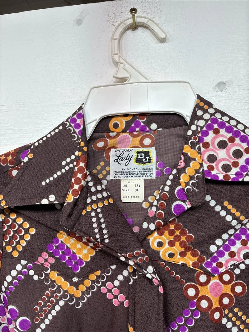 New Women’s Dickson Jenkins Multicolor Long Sleeve Pearl Snap Size 34 KK-87
