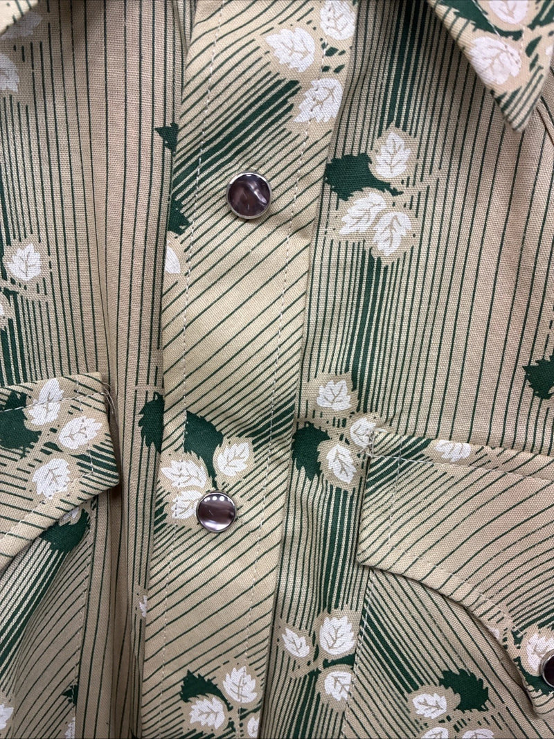 New Women’s ELY Plains Yellow Green Floral Long Sleeve Pearl Snap 16 X 33 II-11