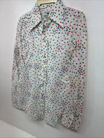 New Women’s Dickson Jenkins White Polkadot Long Sleeve Pearl Snap Size 38 LL-93