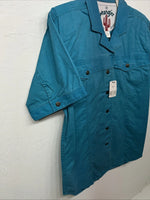 New Women’s Blue Wrangler Short Sleeve Denim Button Up Shirt #76670 M 3C-44