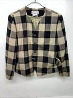 New Women’s Atrium Tan Plaid Jacket 14w H-608