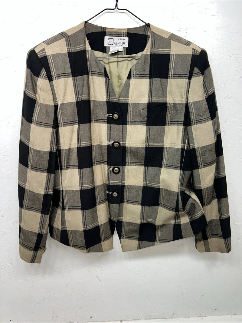 New Women’s Atrium Tan Plaid Jacket 14w H-608