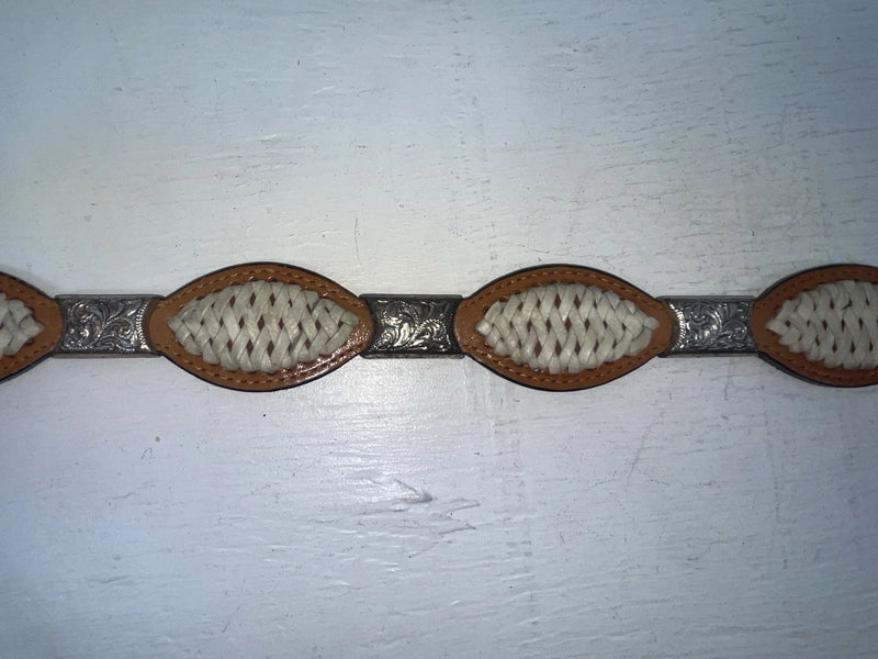 New Brown Genuine Leather Nocona Weaved And Pendent 46” Belt #2216448 NN-142
