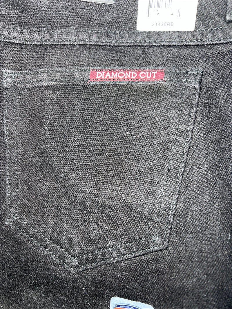 New Women’s Black Diamond Cut Regular Fit Gusset Denim Jeans. 14x36 L-1