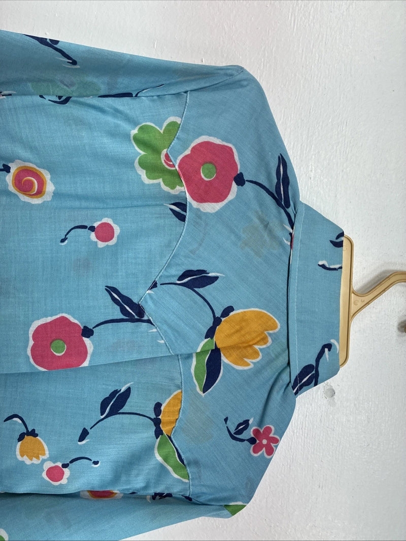New Women’s Dickson Jenkins Blue Floral Long Sleeve Pearl Snap Size 36 KK-119