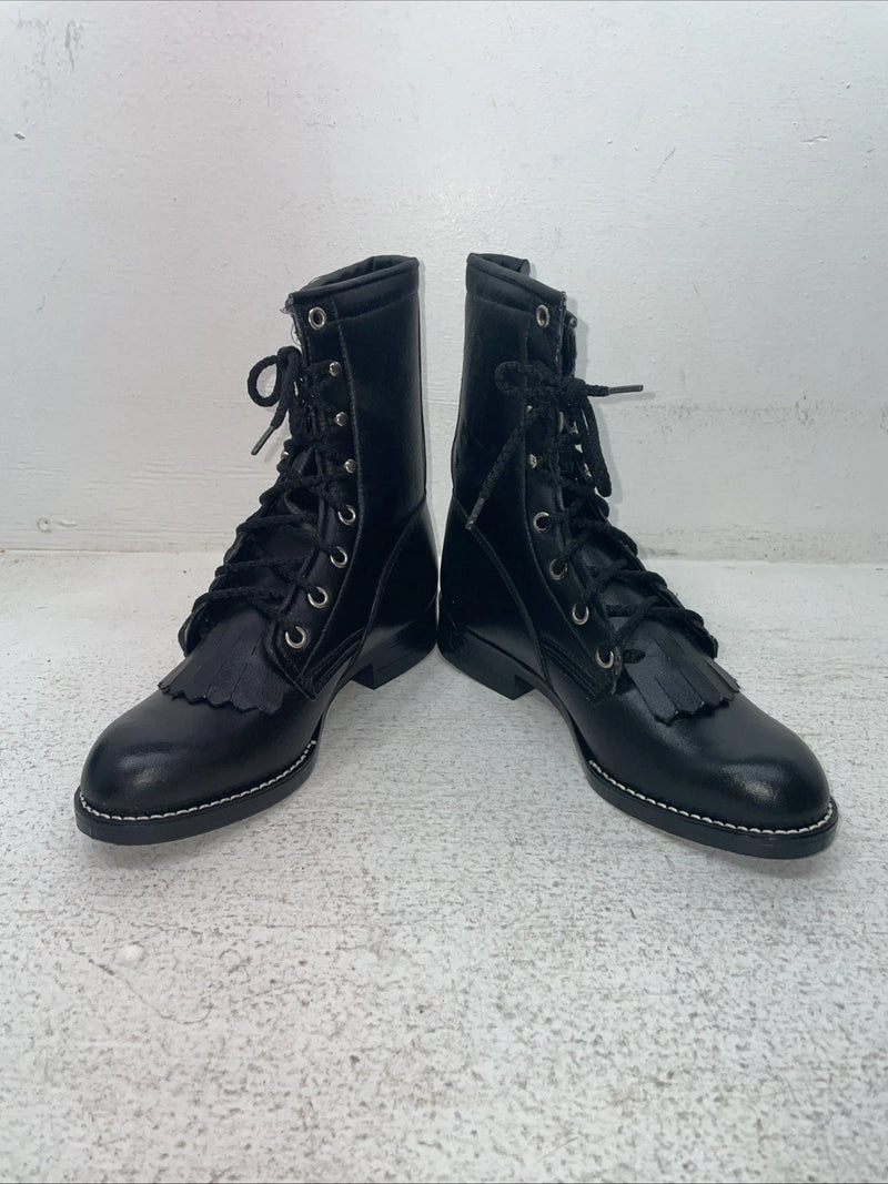 New Youth Black Lace Up Bronco Cowboy Boots. 3050 3.5 3 1/2 D. 22-43￼