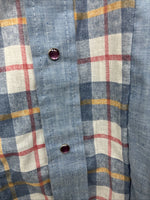New Women’s Western Art Blue Plaid Long Sleeve Pearl Snap Size 16 TT-109