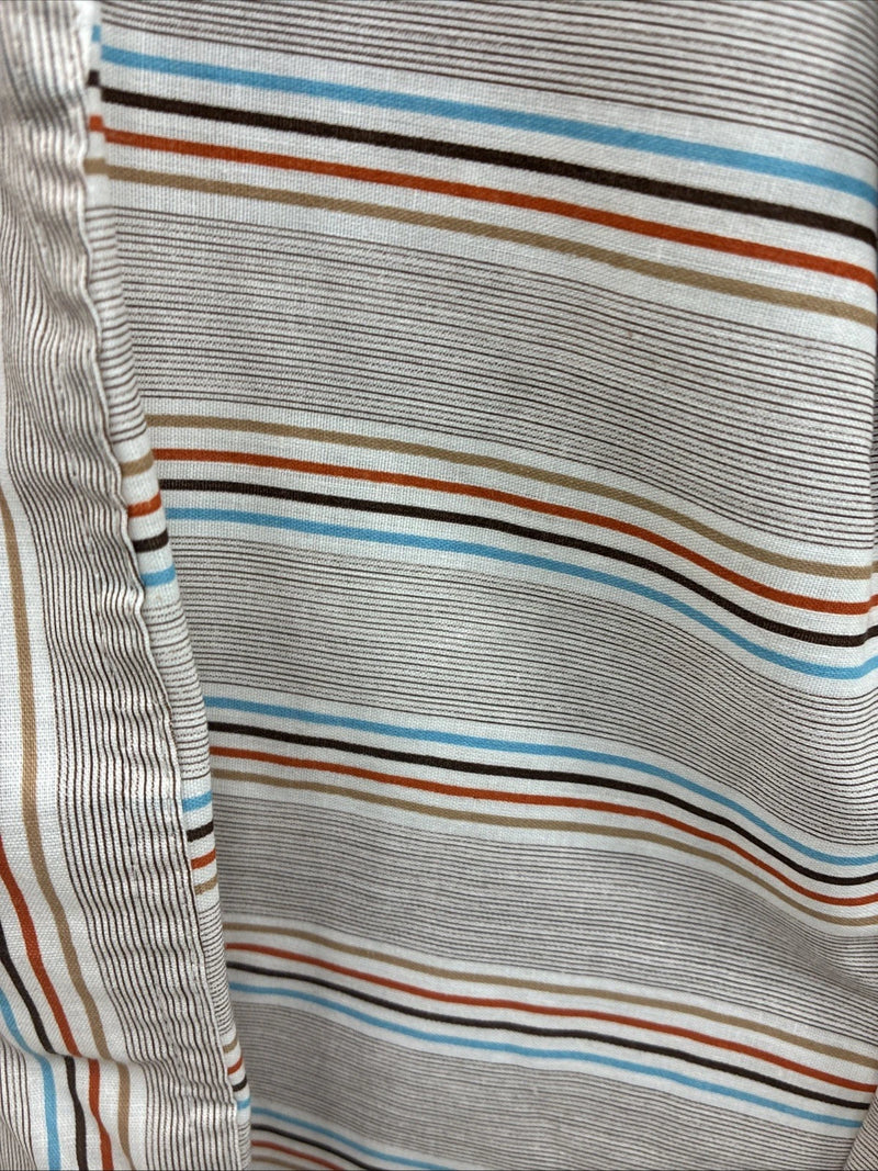 New Men’s Tem Tex Brown Stripe Long Sleeve Pearl Snap 16.5 X 33 Large V-24