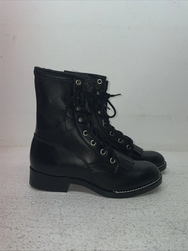 New Youth Black Lace Up Bronco Cowboy Boots. 3050 3.5 3 1/2 D. 22-43￼