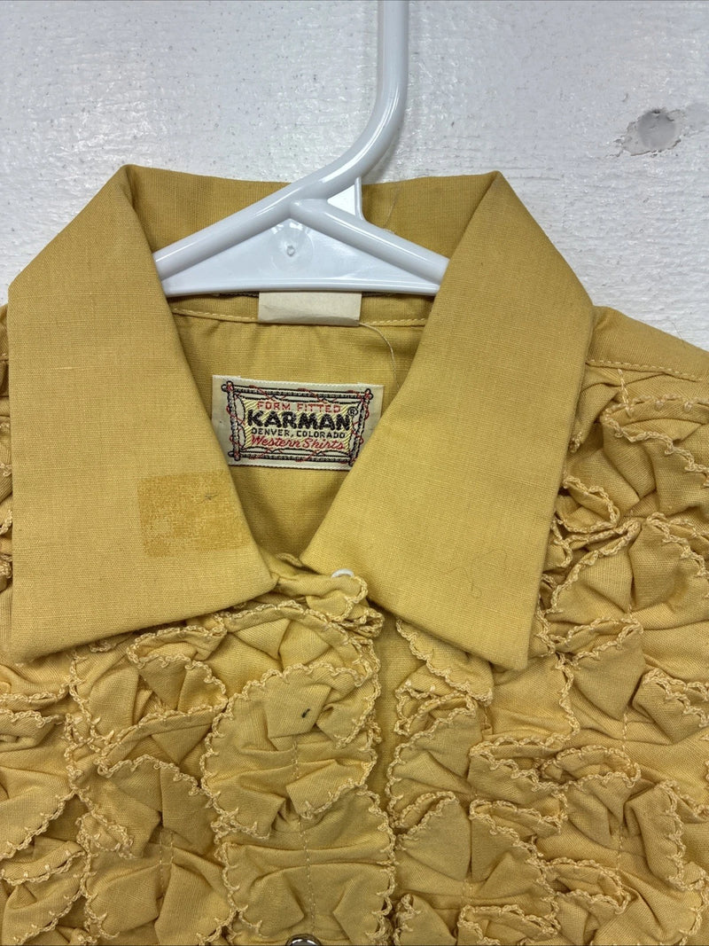 New Kids Karman Yellow Designed Long Sleeve Pearl Snap Size 10 YY-66