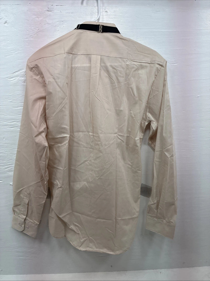 New Wayne Scott Tan Long Sleeve Button Up English Shirt Medium X-76