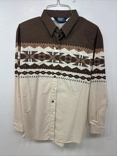 New Women’s Brooks & Dunn Tan Design Long Sleeve Button Up Size Small TT-51