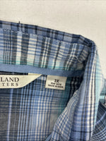 New Women’s Cumberland Blue Plaid Long Sleeve Pearl Snap 3XL GG-48
