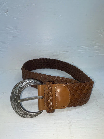 New Brown Genuine Leather Braided S Belt #8840 NN-95
