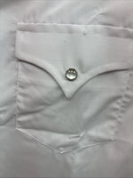 New Kids Champion Western White Long Sleeve Pearl Snap 16 Large V-29