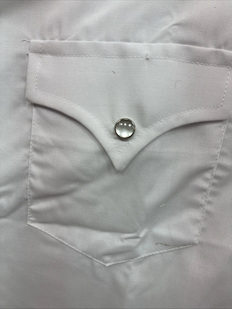 New Kids Champion Western White Long Sleeve Pearl Snap 16 Large V-29
