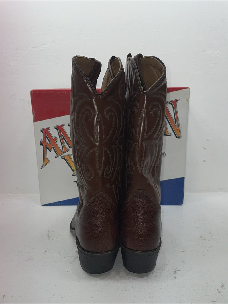 New Men’s Brown American West Cowboy Boots. 68103 14 D. 8-66
