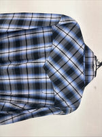 New Women’s Cumberland Blue Black Plaid Long Sleeve Pearl Snap XL GG-64