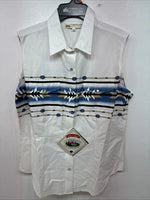 New Women’s Cumberland White Designed Short Sleeve Pearl Snap Medium LL-76