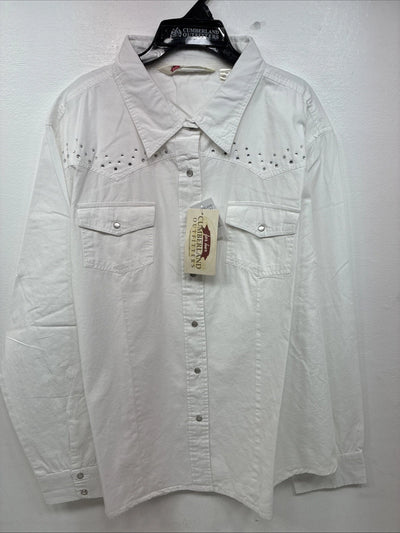 New Women’s Cumberland White Gem Long Sleeve Pearl Snap 3X MM-9