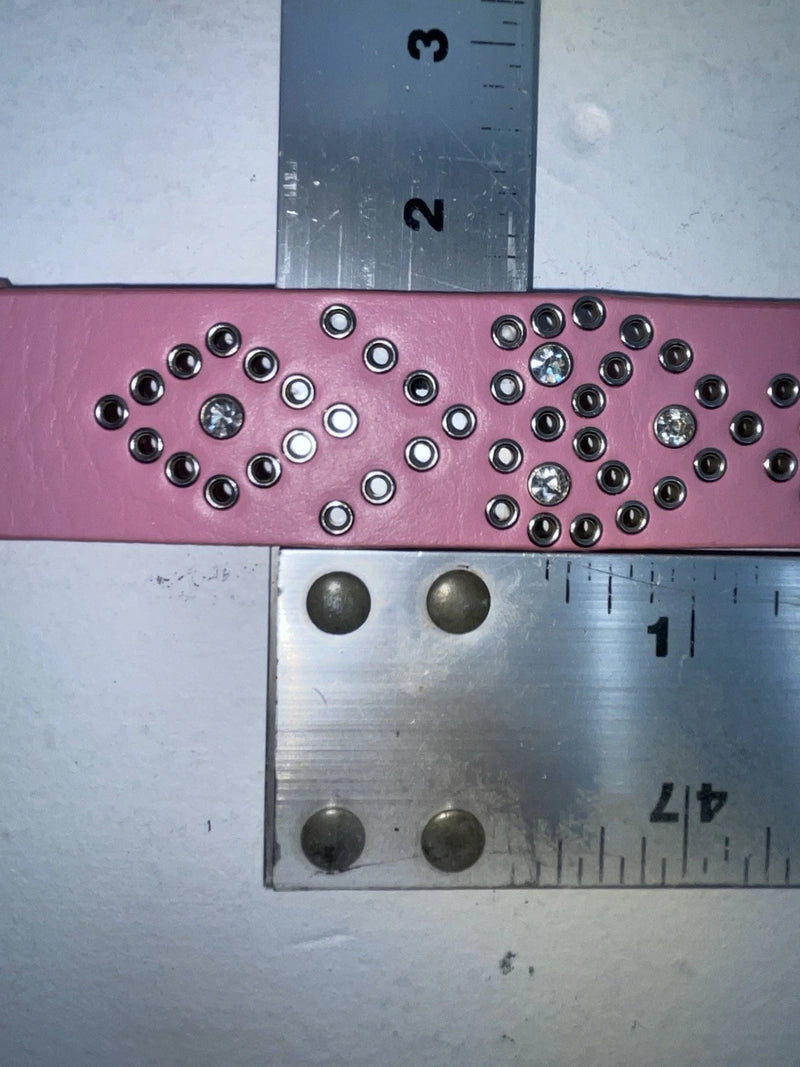 New Pink Genuine Leather Silver Bling L Belt #N3431630 Z-60