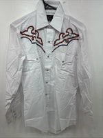 New Women’s Champion Western White Deisgn Long Sleeve Pearl Snap 15.5 MM-26