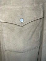 New Mens Tan Velvet White House Pearl Snap Long Sleeve Shirt. XXL G-65