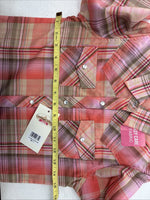 New Girls Cumberland Pink Plaid Long Sleeve Pearl Snap Small MM-13