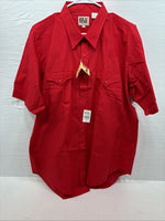 New Men’s ELY Cattleman Red Short Sleeve Pearl Snap 2XL 18 E-45