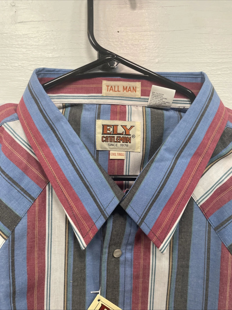 New Men’s ELY Cattleman Multiple Color Short Sleeve Pearl Snap 3XL E-25