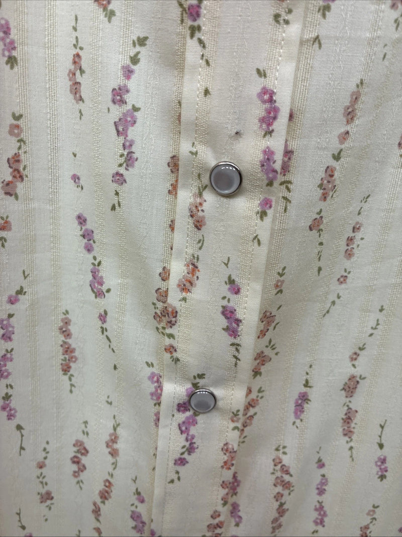 New Women’s White Horse Yellow Floral Long Sleeve Pearl Snap Size XXL YY-47