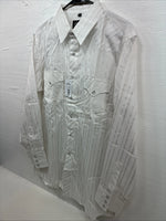New Men’s White Horse White Stripe Long Sleeve Pearl Snap Large AA-77