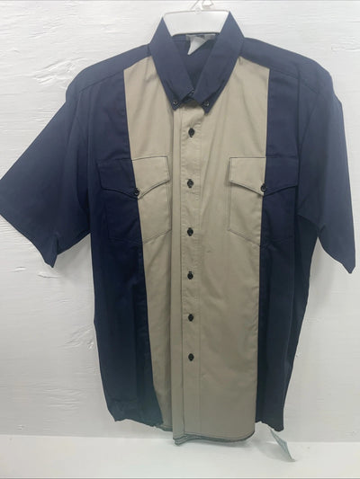 New Men’s Cowboy Threads Tan Purple Short Sleeve Button Up Medium B-105