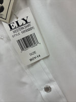 New Boys ELY Cattleman White Long Sleeve Pearl Snap Size 14 AA-41