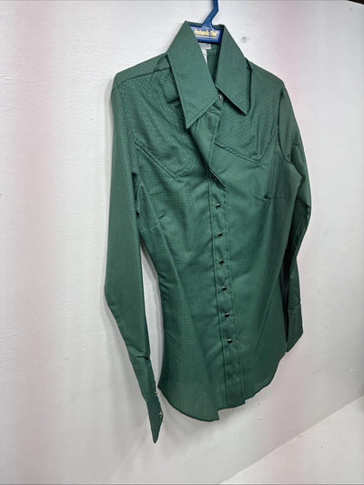 New Women’s Panhandle Slim Green Long Sleeve Pearl Snap Size 30 LL-58