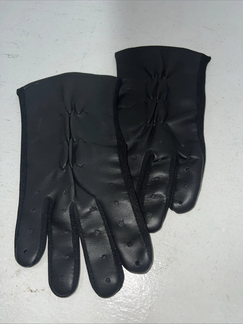 New Black Leather Riding Show Gloves #24595K Q-500