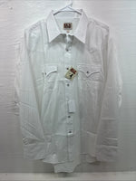 New Men’s ELY Cattleman White Designed Long Sleeve Pearl Snap 17 X. 35 XL R-34