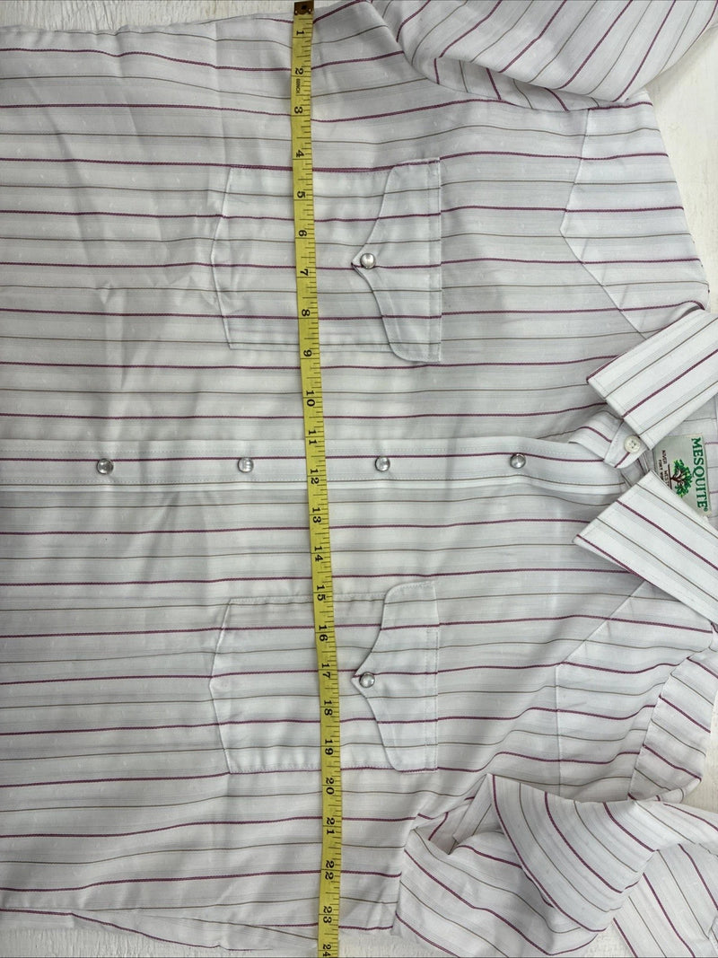 New Men’s Mesquite White Stripe Long Sleeve Pearl Snap 16 Large CC-62