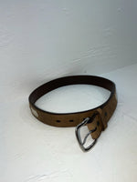 New Brown Genuine Leather 3D Pendent And Weaved 28” Belt #3502 JJ-57