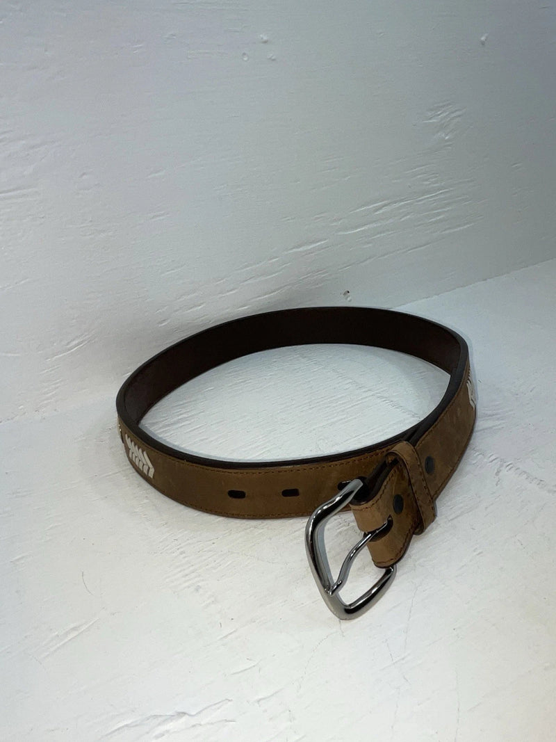 New Brown Genuine Leather 3D Pendent And Weaved 28” Belt #3502 JJ-57