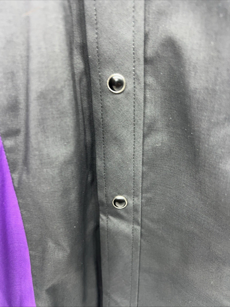 New Men’s Purple Black ELY Diamond Pearl Snap Long Sleeve Shirt Medium I-55