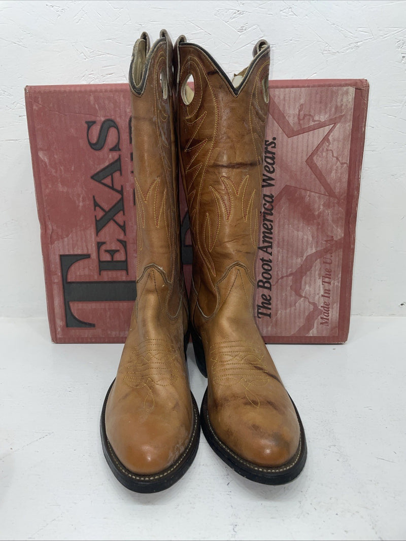 New Men’s Brown Texas Brand Cowboy Boots. 7844 8.5 8 1/2 D. 2-52