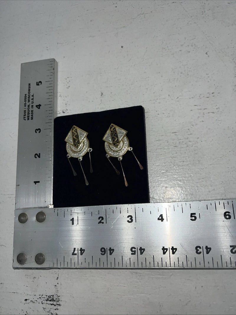 New Women’s Montana Silversmiths Aztec Black Silver Gold Dangle Earrings. F-24