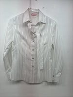 New Women’s H Bar C White Stripe Long Sleeve Pearl Snap Size 34 KK-105