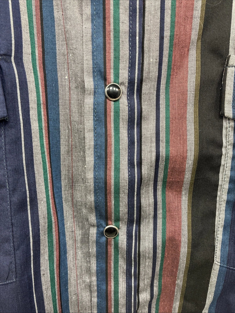 New Men’s ELY Cattleman Multicolor Stripe Long Sleeve Pearl Snap 16.5 Large T-54