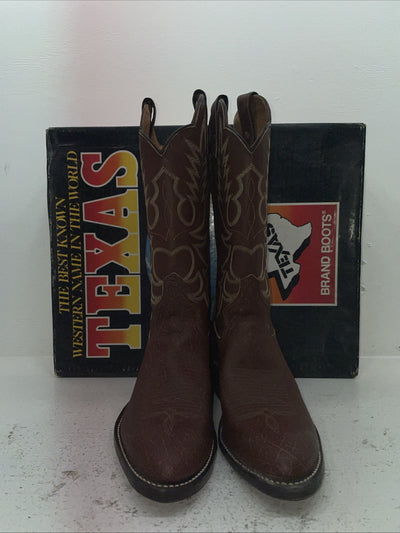 New Mens Brown Texas Brand Cowboy Boots. 7404 10 D. 7-17