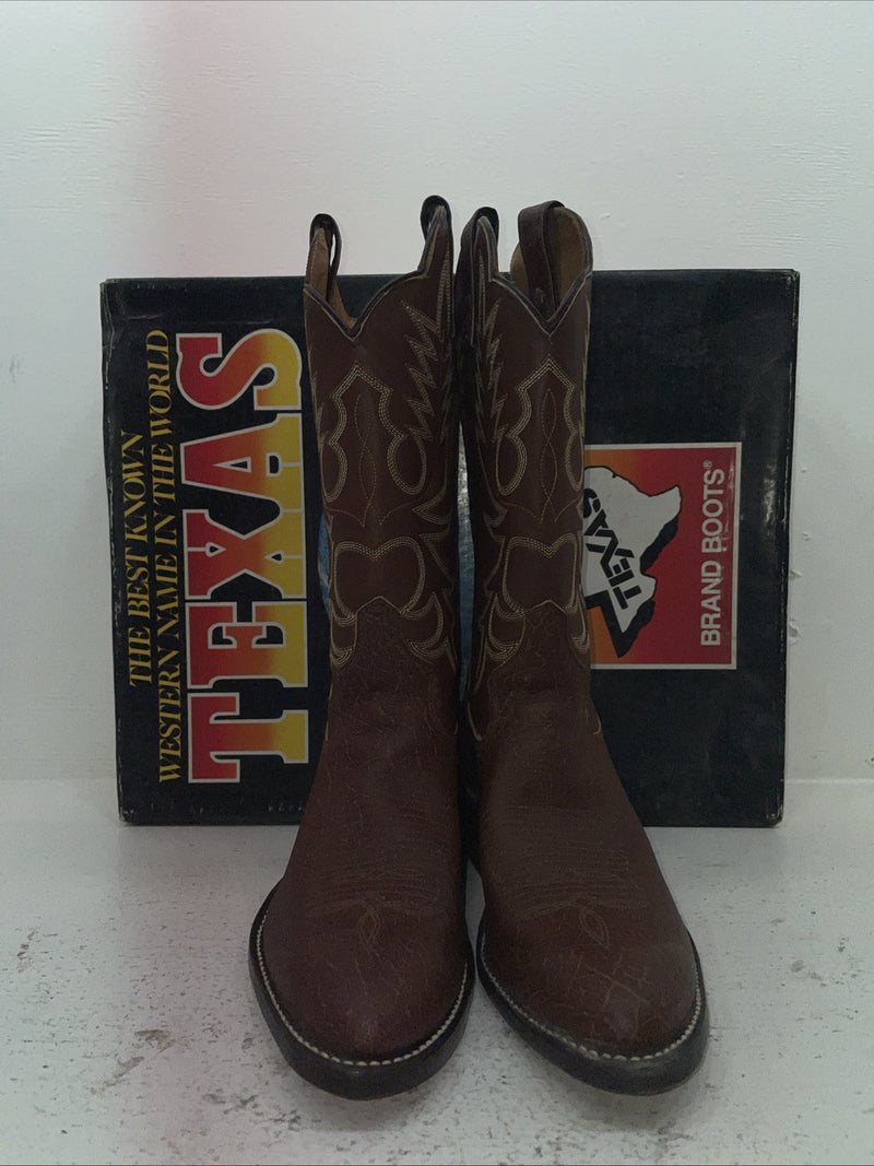 New Mens Brown Texas Brand Cowboy Boots. 7404 10 D. 7-17
