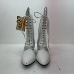 New Women’s White Lace Up American West Cowboy Boots. 615 10. 15-138