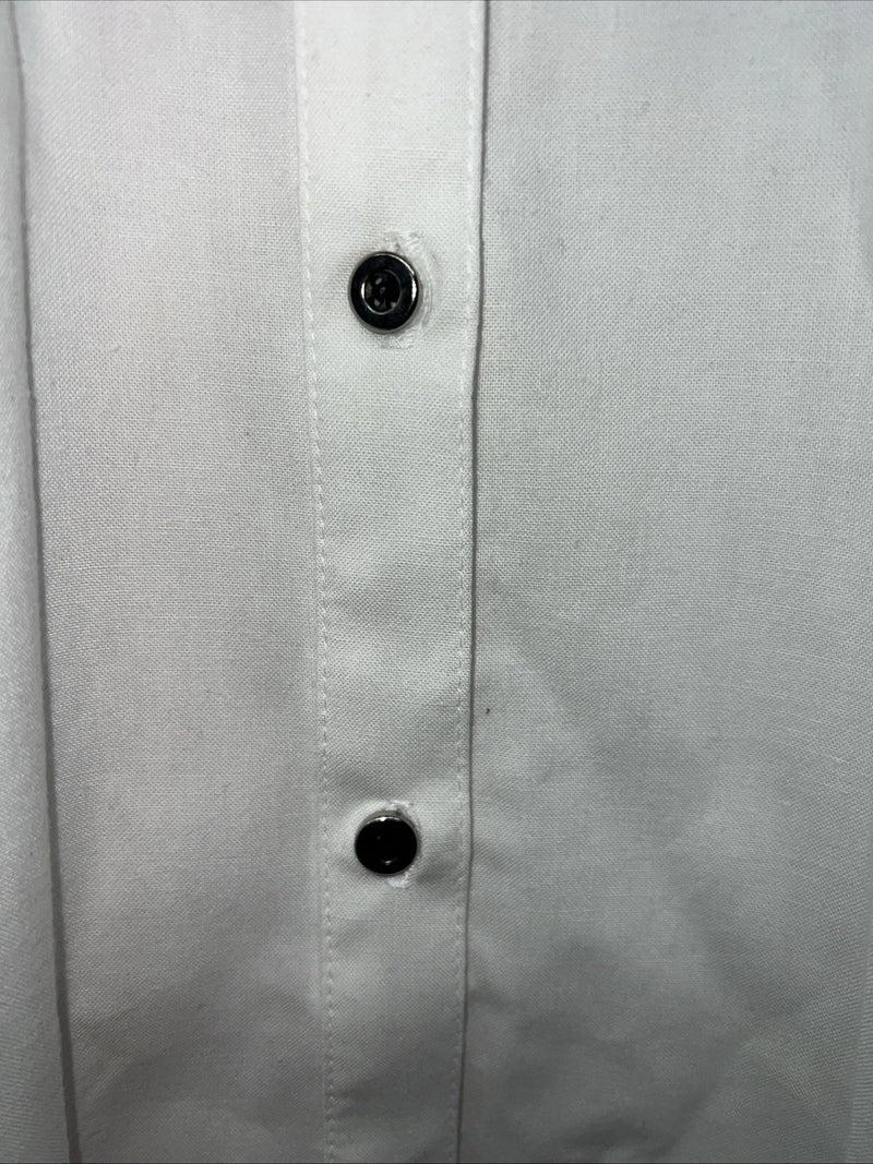 New Women’s Cowboy Threads White Navy Plaid Long Sleeve Button Up Shirt M 3B-75