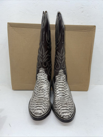 New Men’s White Snake Skin Texas Brand Cowboy Boots. 24 7523 8 D. 1-126